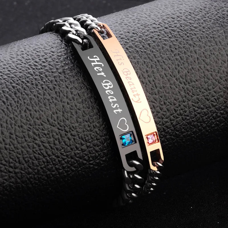 King & Queen Bracelets - Black Rose Gold