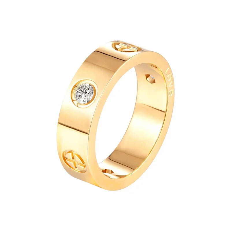 Rose Gold Stainless Steel Love Ring for Couples