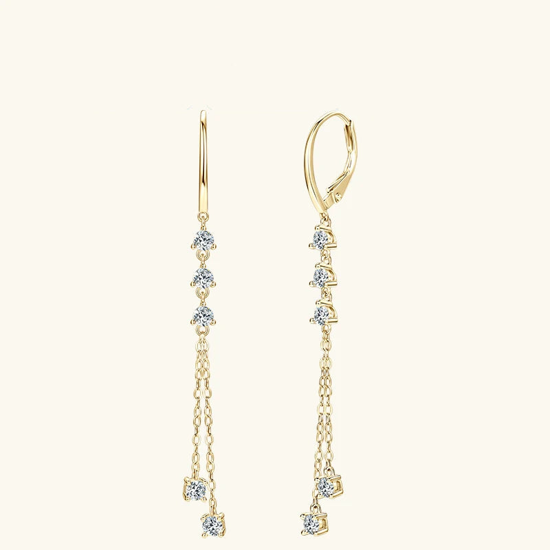 Women’s Long Moissanite Tassel Earrings in Silver